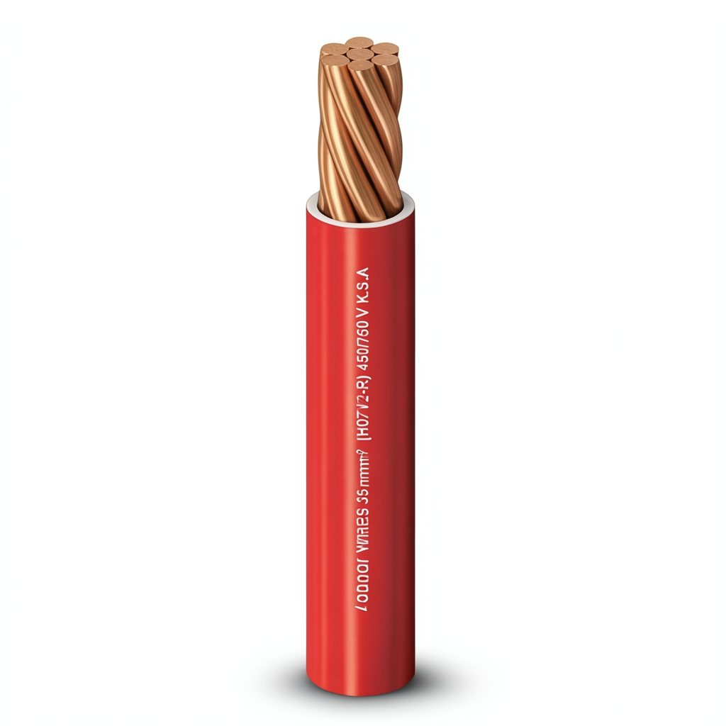 Stranded Electric Wire 95mm² 450/750V, Copper Conductor 2.66mm Diameter, Heat Resistant PVC Insulation, Red | Al Fanar