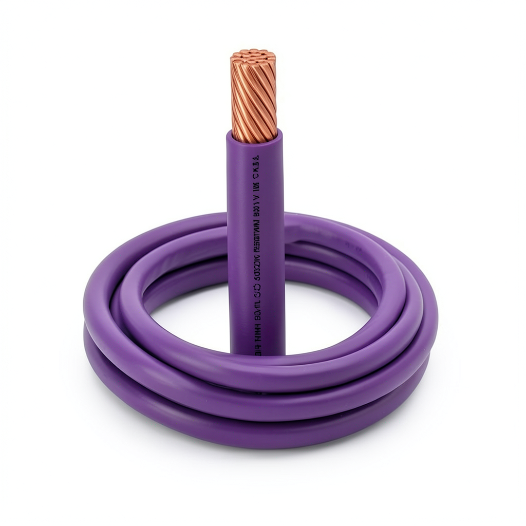 كابل نحاس THHN/THWN معزول PVC 105 درجة مئوية مقاس 3.31 مم² 600 فولت طول 250 قدم بنفسجي | شركة الفنار