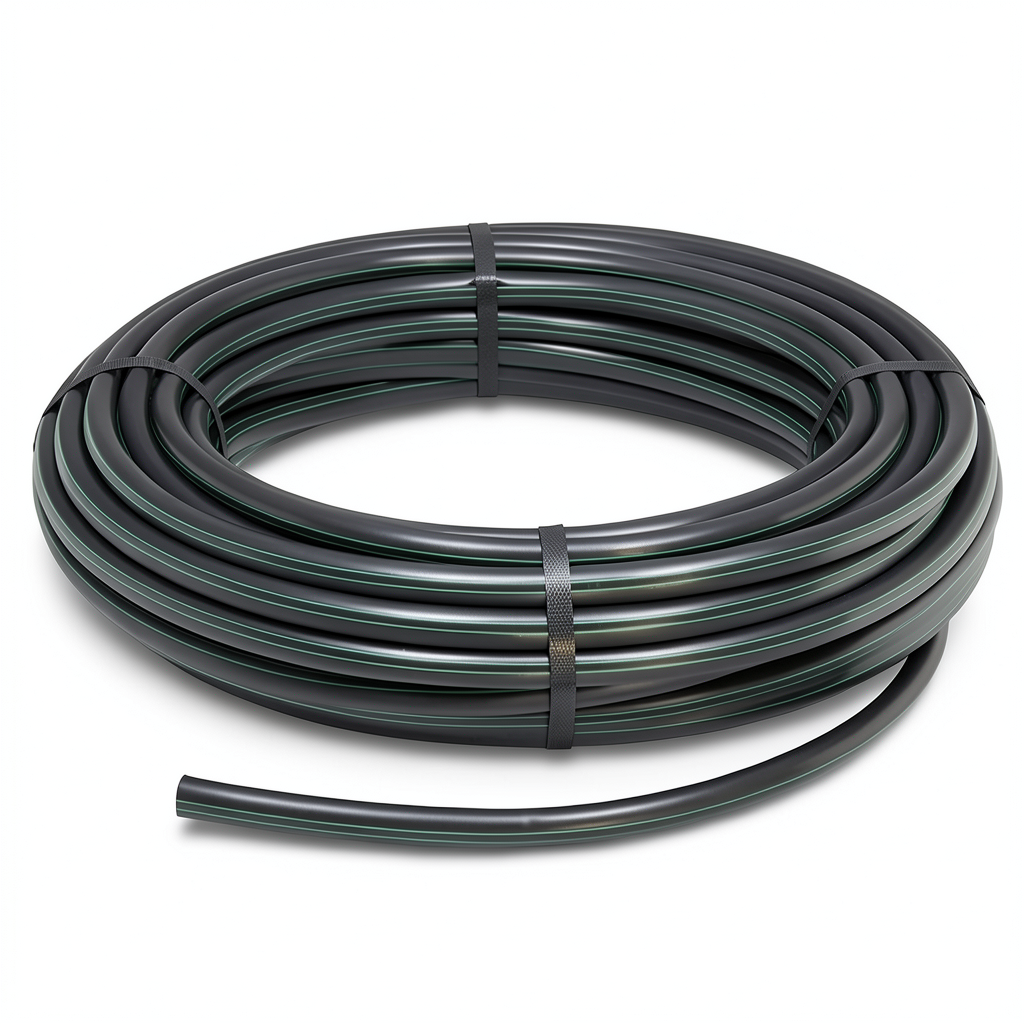 لفة أنابيب HDPE ضغط 6 بار PE 63، قطر خارجي 75 مم، SDR 17.6، لون أسود