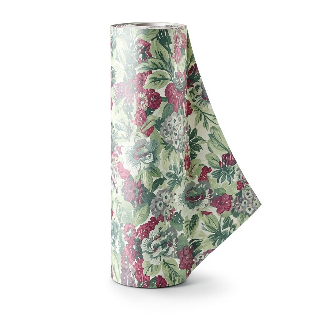 Spanish Wallpaper Floral Design Green Color, Size 10mx0.53m, Model 4003-3
