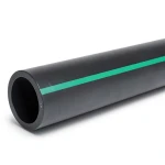 HDPE Polyethylene Pipe PN 4 Bar PE 63, 280 mm OD, SDR 26, Black with Green Stripes