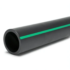 مواسير HDPE بولي ايثيلين ضغط اسمي 4 بار PE63 قطر خارجي 355 مم SDR 26 أسود مع خطوط خضراء
