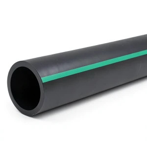 HDPE Polyethylene Pipe Nominal Pressure 4 Bar PE 63 OD 225 mm SDR 26 Black with Green Stripes