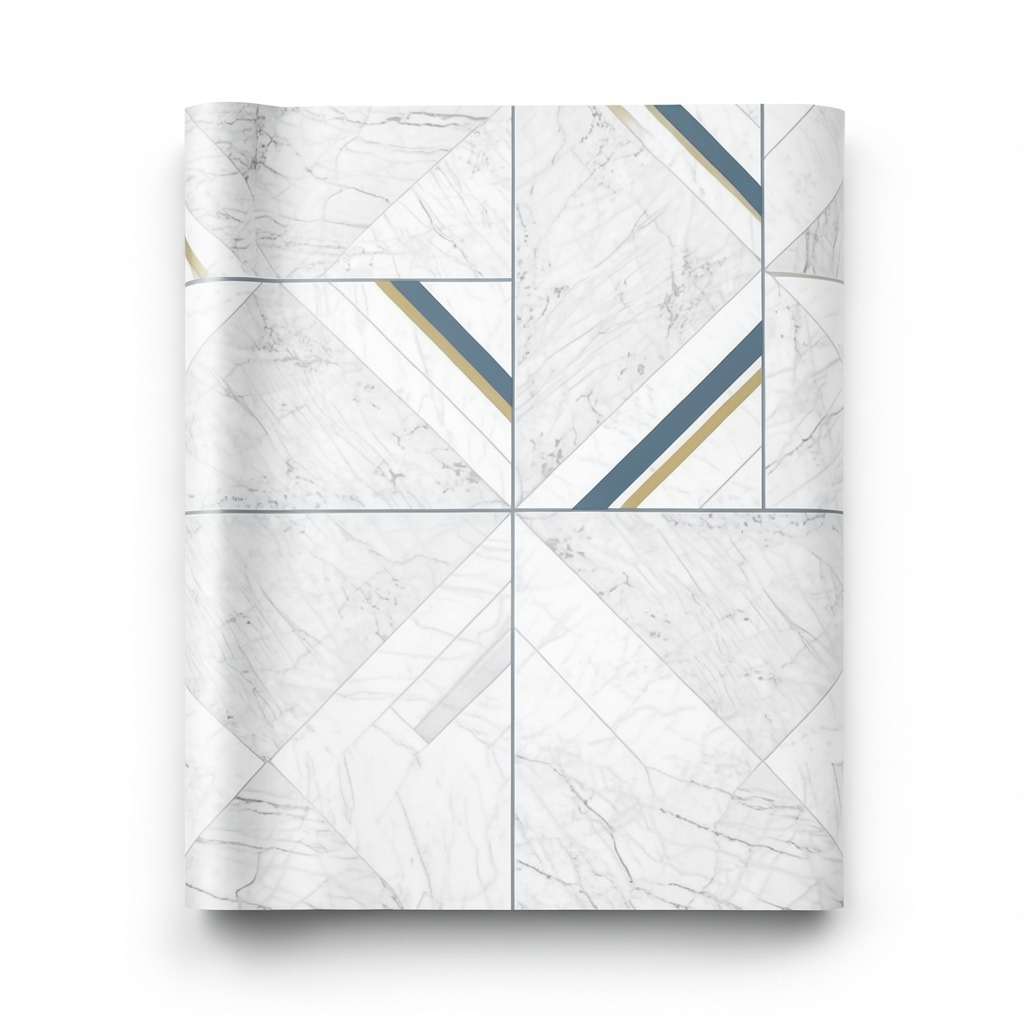 Spanish Wallpaper Marble Design 10m x 0.53m, White, Model 367-1