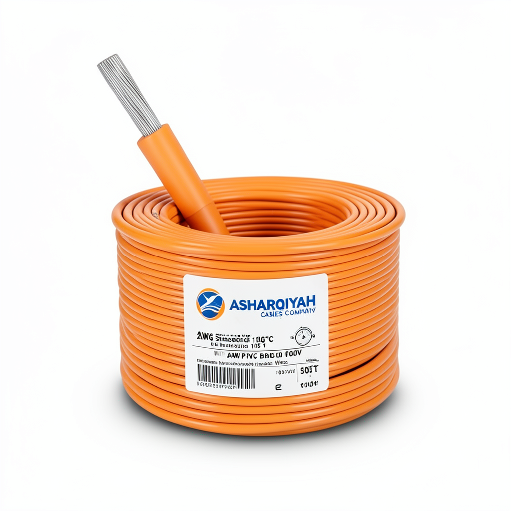 سلك كهرباء نحاس مجدول 2 AWG مطلي بالقصدير معزول PVC 105°C برتقالى 600 فولت 500 قدم | شركة كابلات الشرقية للصناعة