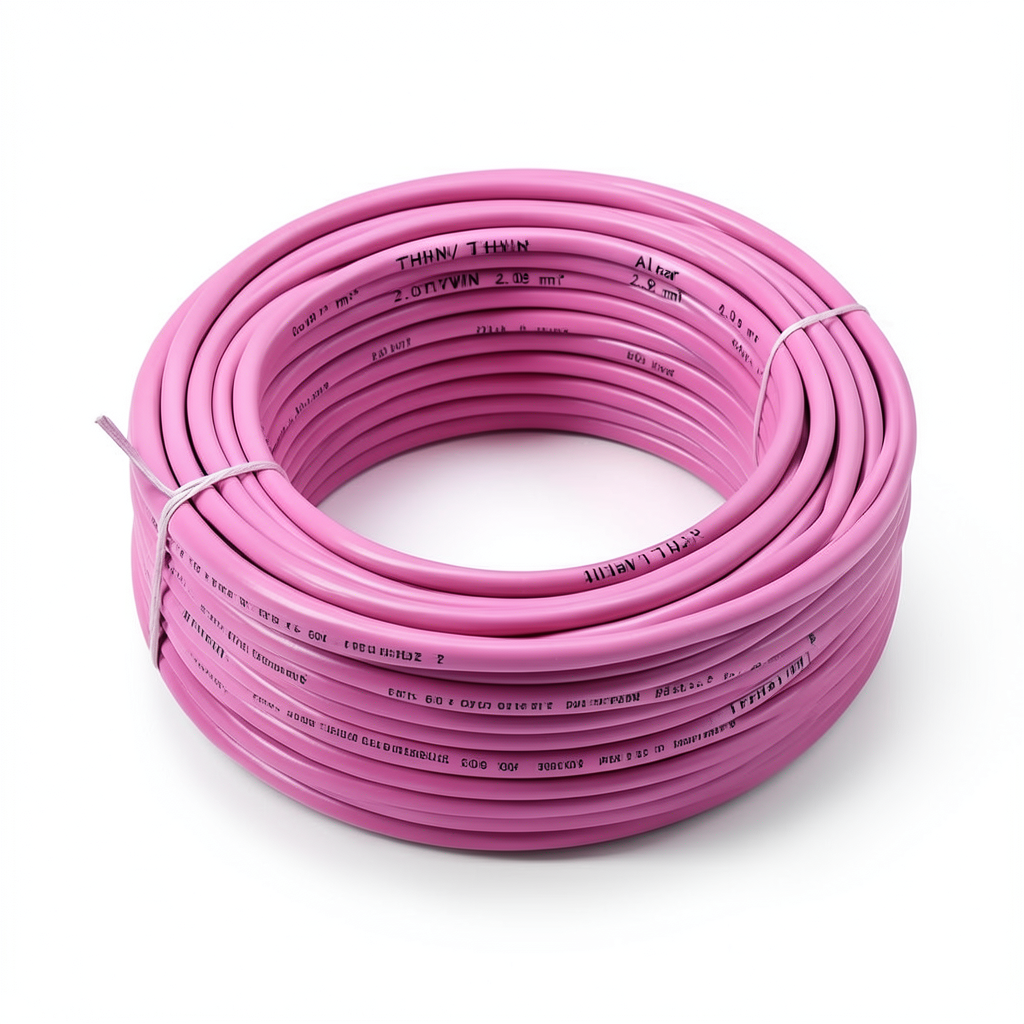 كابل نحاس THHN/THWN مقاس 2.08 مم² قطر 2.9 مم 600 فولت طول 500 قدم معزول PVC لون زهري | شركة الفنار