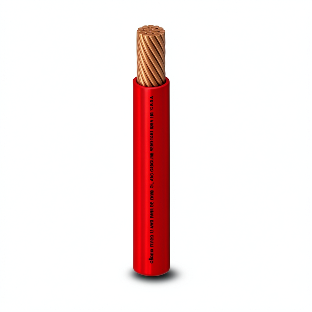كابل نحاسي THHN/THWN معزول بمركب PVC 105 درجة مئوية قطر 10.0 مم 600 فولت 500 قدم أحمر | شركة الفنار