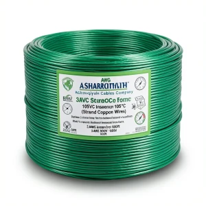 سلك نحاس مجدول 3 AWG مطلي بالقصدير عزل PVC 105°C اخضر 600 فولت 500 قدم | شركة كابلات الشرقية للصناعة