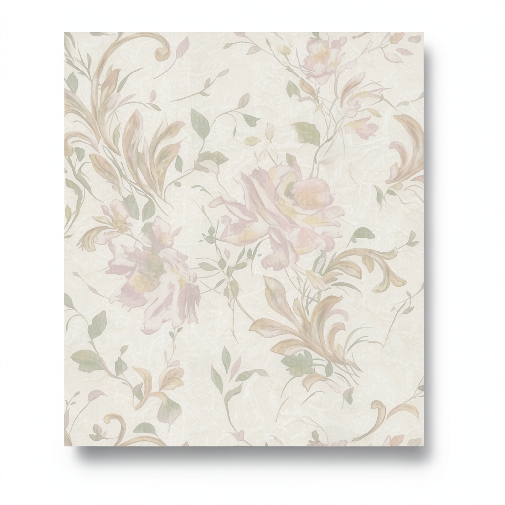 Wall Decoration Floral Design 10 m x 1.06 m Pale Beige, Model 81425
