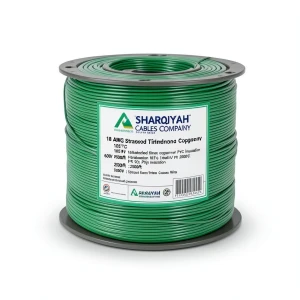 18 AWG Stranded Tinned Copper Wire, PVC Insulation 105°C, Green, 600V, 2500ft | Asharqiyah Cables Company for Industry