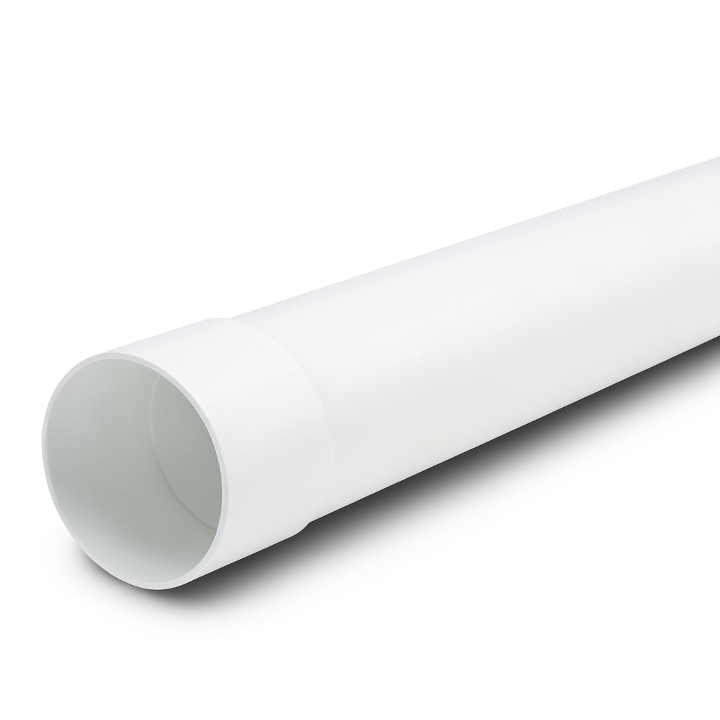 UPVC Plastic Pipe PN 10 Bar (SDR 26) Size 180 mm Thickness 6.9 mm White