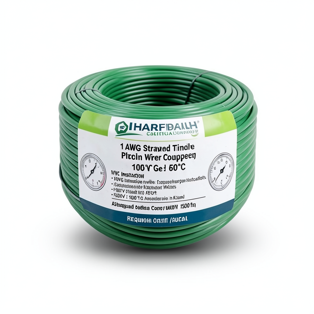 1 AWG Stranded Tinned Copper Wire PVC Insulation 105°C Green 600V 500ft | Asharqiyah Cables Company for Industry