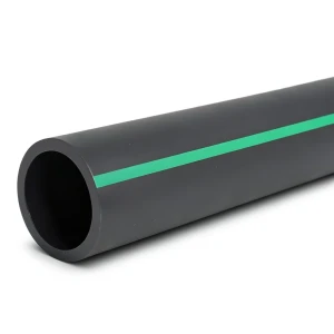 مواسير HDPE ضغط 6 بار PE 63، قطر خارجي 280 مم، SDR 17.6 أسود مع خطوط خضراء