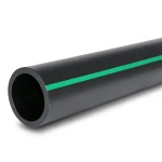 HDPE Plastic Pipe PN 6 Bar PE 63 OD 180 mm SDR 17.6 Black with Green Stripes