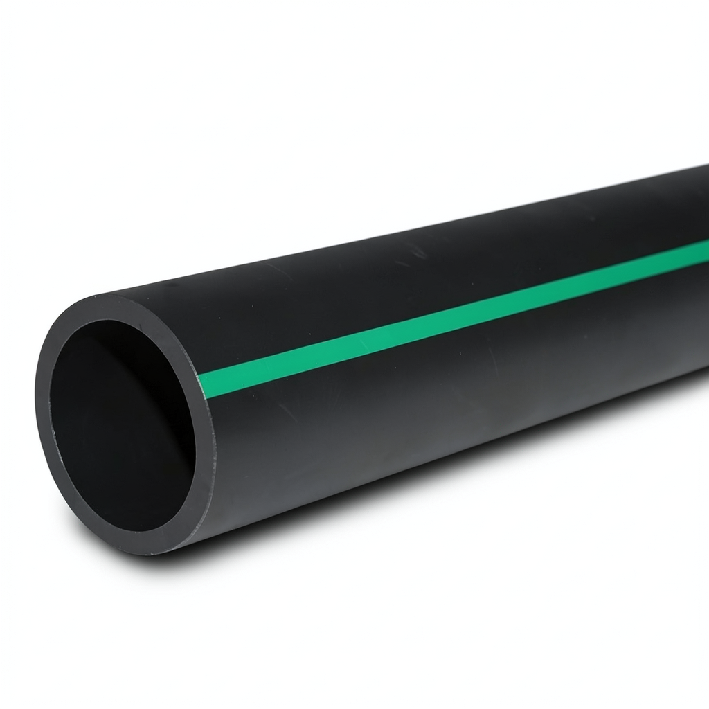 HDPE Polyethylene Pipe PN 10 Bar PE 63 OD 315 mm SDR 11 Black with Green Stripes