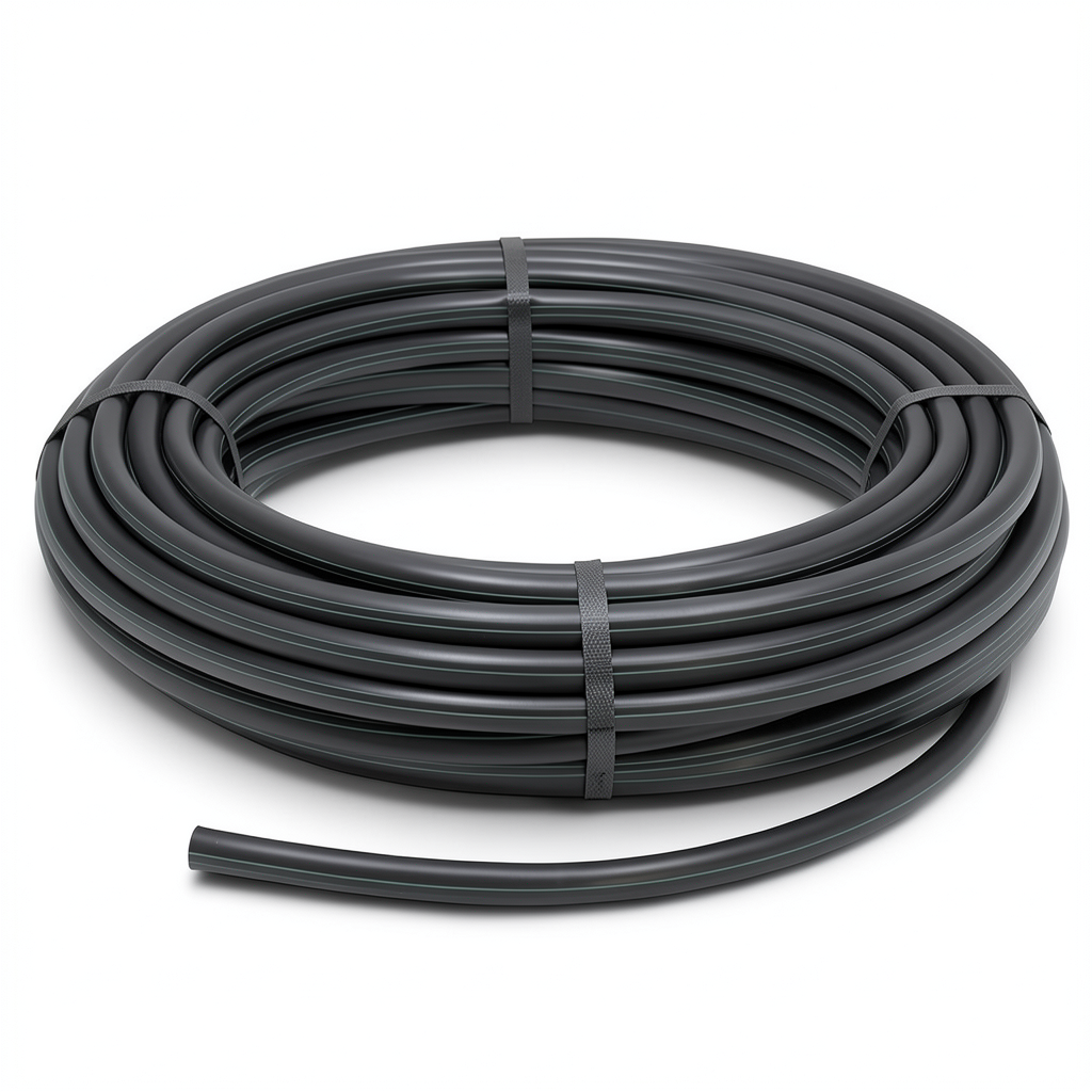 HDPE Polyethylene Plastic Coil Pipe 10 Bar Pressure PE 63, 40 mm Diameter, SDR 11, Black