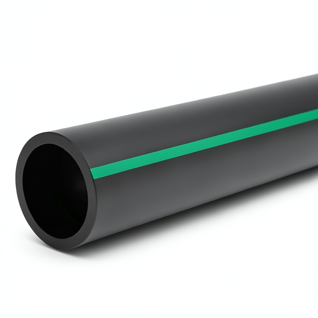 مواسير HDPE ضغط 6 بار PE 63 قطر خارجي 560 مم SDR 17.6 أسود مع خطوط خضراء