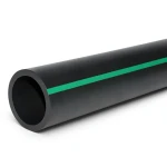 HDPE Polyethylene Pipe PN 10 Bar PE 63 OD 225 mm SDR 11 Black with Green Stripes