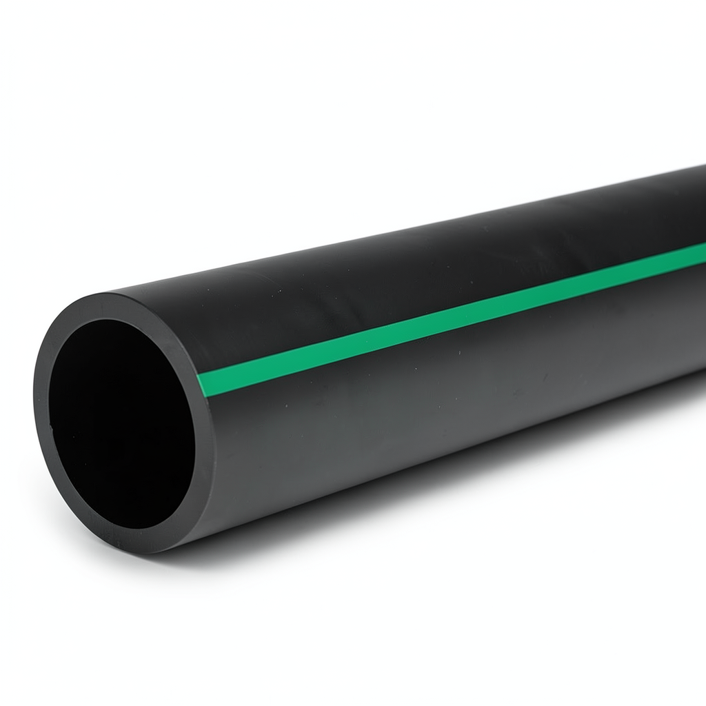 HDPE Polyethylene Pipe PN 10 Bar PE 63 OD 280 mm SDR 11 Black with Green Stripes