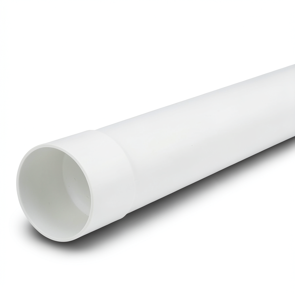 UPVC Plastic Pipe PN 8 Bar SDR 33, 140 mm OD, 4.3 mm Thickness, White Color