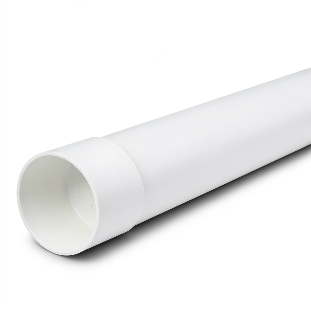 UPVC Plastic Pipe PN 8 Bar SDR 33, 180 mm OD, 5.5 mm Thickness, White