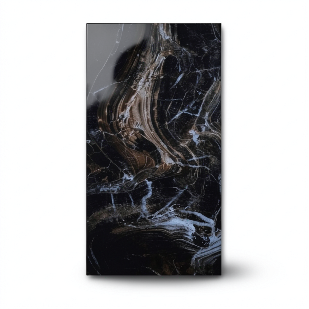Indian Porcelain Floor Tiles 0.9 mm Thickness 60x120 cm Dark Color, Glossy