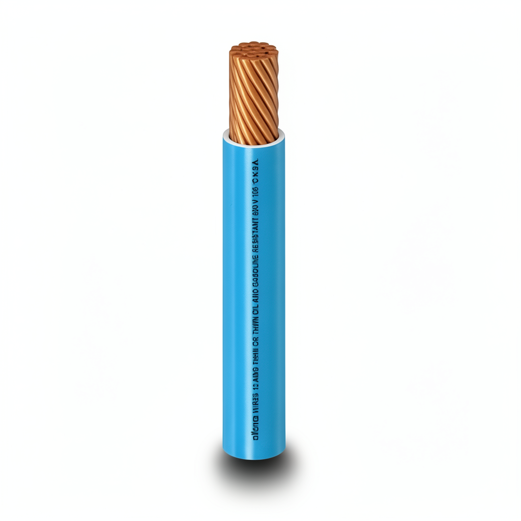 كابل نحاسي THHN/THWN معزول PVC 105 درجة مئوية قطر 5.9 مم 600 فولت 500 قدم أزرق | شركة الفنار