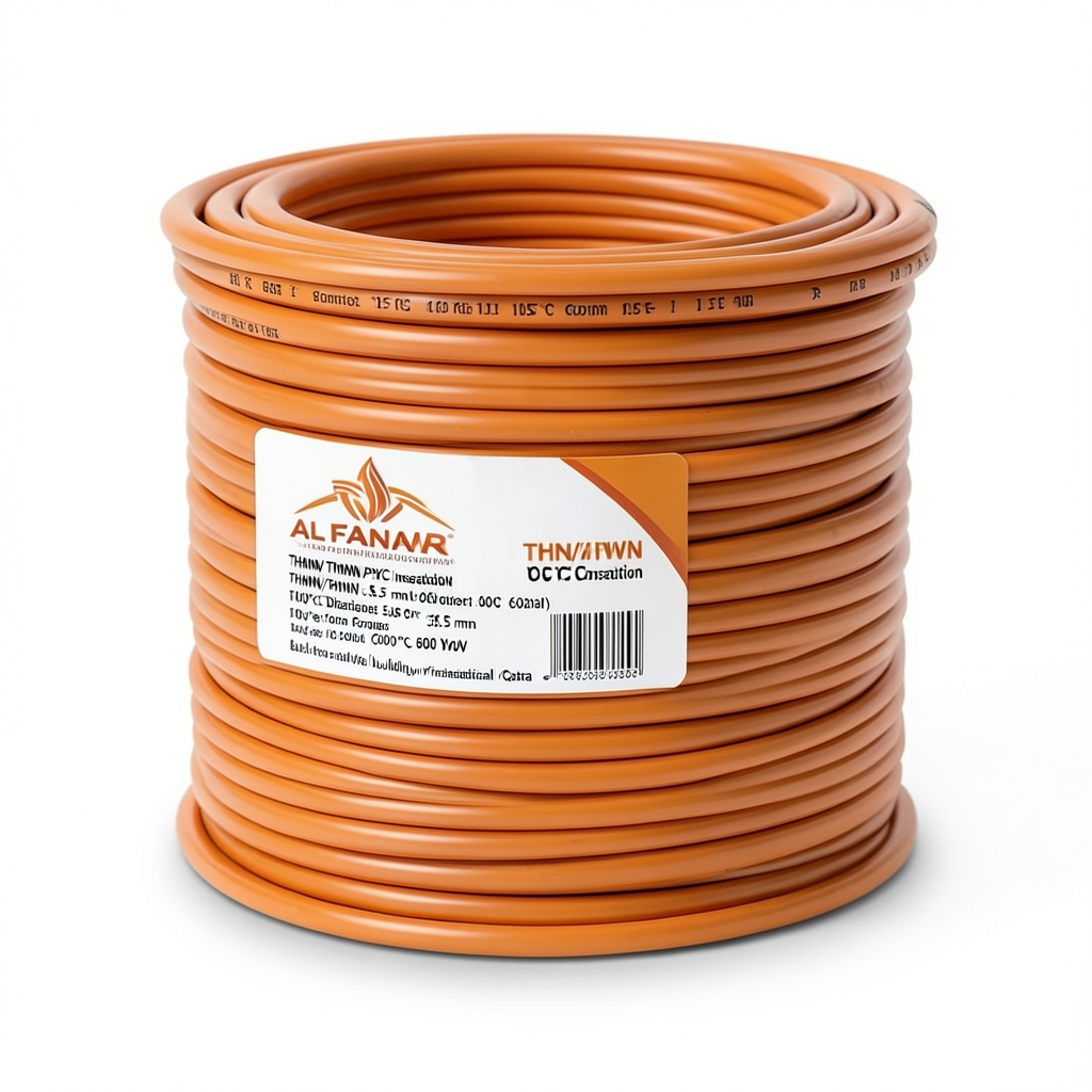كابل نحاسي THHN/THWN عازل PVC 105 درجة مئوية قطر 5.5 مم 600 فولت طول 300 قدم برتقالي | شركة الفنار