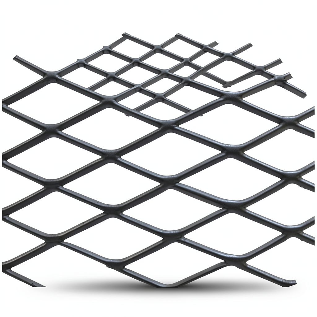 Hot Rolled Black Steel Expanded Metal Mesh Khaleeji Thickness 2.7 mm Width 1.22 m Length 6 m