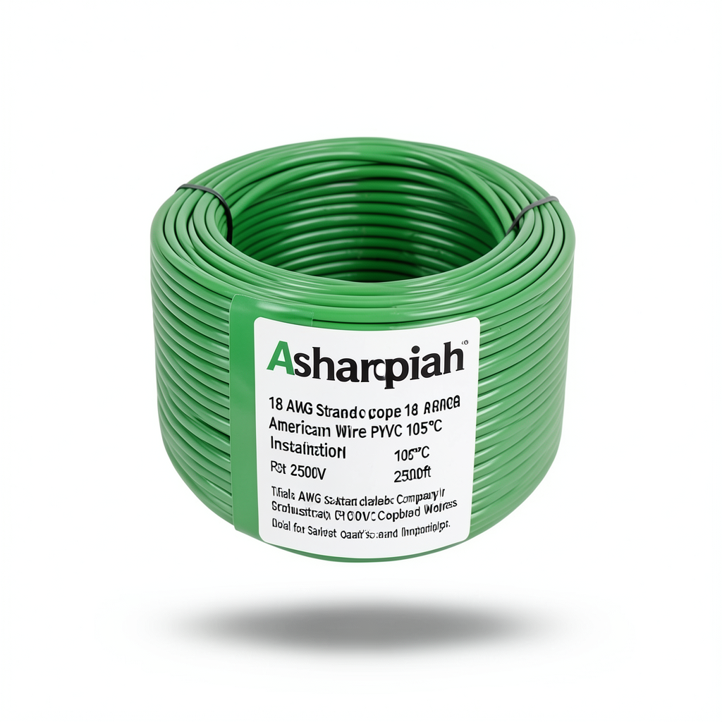 18 AWG Stranded Copper American Wire PVC Insulation 105°C Green 600V 2500ft | Asharqiyah Cables Company for Industry