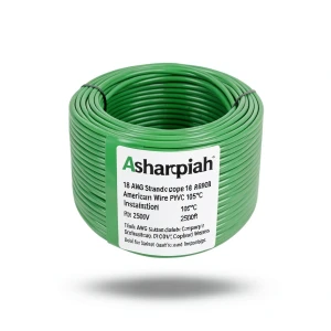 سلك كهرباء امريكي 18 AWG نحاس مجدول معزول PVC 105°C أخضر 600 فولت طول 2500 قدم | شركة كابلات الشرقية للصناعة