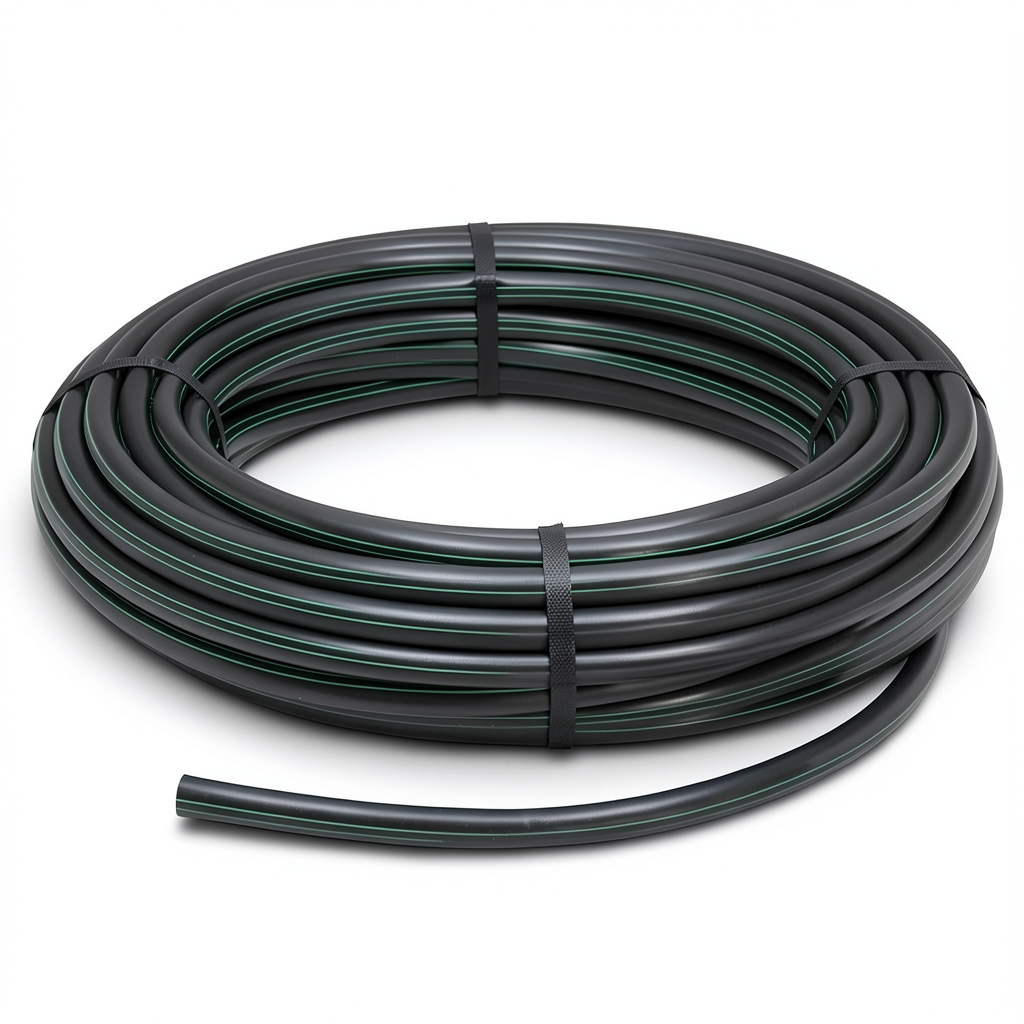 HDPE Plastic Coil Pipe 10 Bar Pressure PE 63, 140 mm Diameter SDR 11 Black