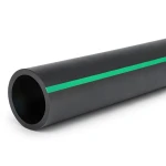 HDPE Polyethylene Pipe PN 10 Bar PE 63, 450 mm Diameter SDR 11 Black with Green Stripes
