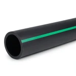 مواسير HDPE ضغط 15.9 بار [PE 63] قطر خارجي 200 مم SDR 7.4 لون أسود مع خط أخضر