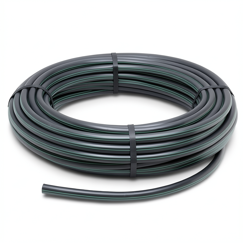 لفة أنابيب بلاستيك HDPE ضغط 10 بار PE 63، قطر خارجي 140 مم SDR 11، لون أسود