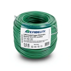 سلك كهربائي أمريكي 2 AWG نحاس مجدول معزول PVC 105°C، أخضر، 600 فولت، طول 500 قدم | شركة كابلات الشرقية للصناعة