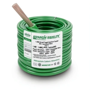 1 AWG Stranded Copper American Electrical Wire, PVC Insulation 105°C, Green, 600V, 500ft | Asharqiyah Cables Company for Industry