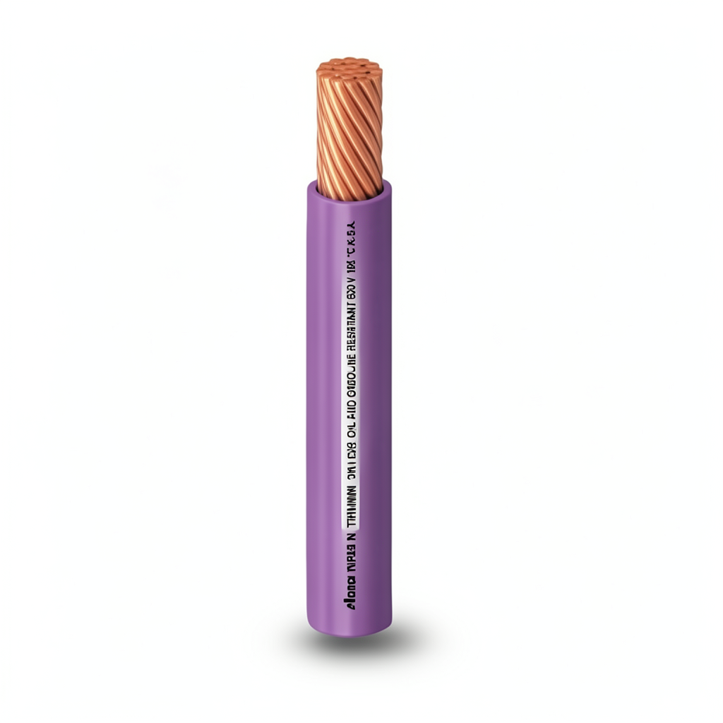 كابل نحاس THHN/THWN عزل PVC °105 قطر 6.4 مم 600 فولت طول 500 قدم لون بنفسجي PVC 105 | شركة الفنار