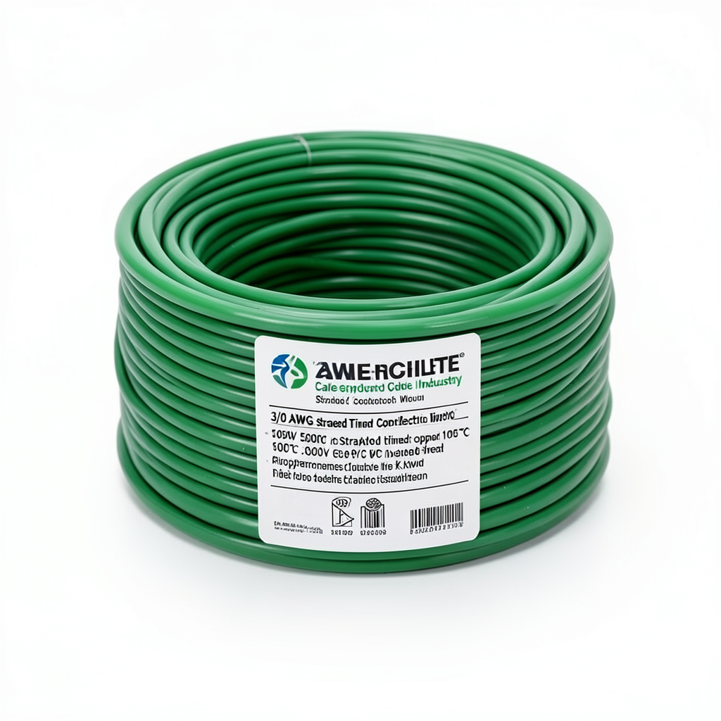 سلك كهرباء نحاس مجدول 3/0 AWG مطلي بالقصدير معزول PVC 105°C اخضر 600 فولت 500 قدم | شركة كابلات الشرقية للصناعة