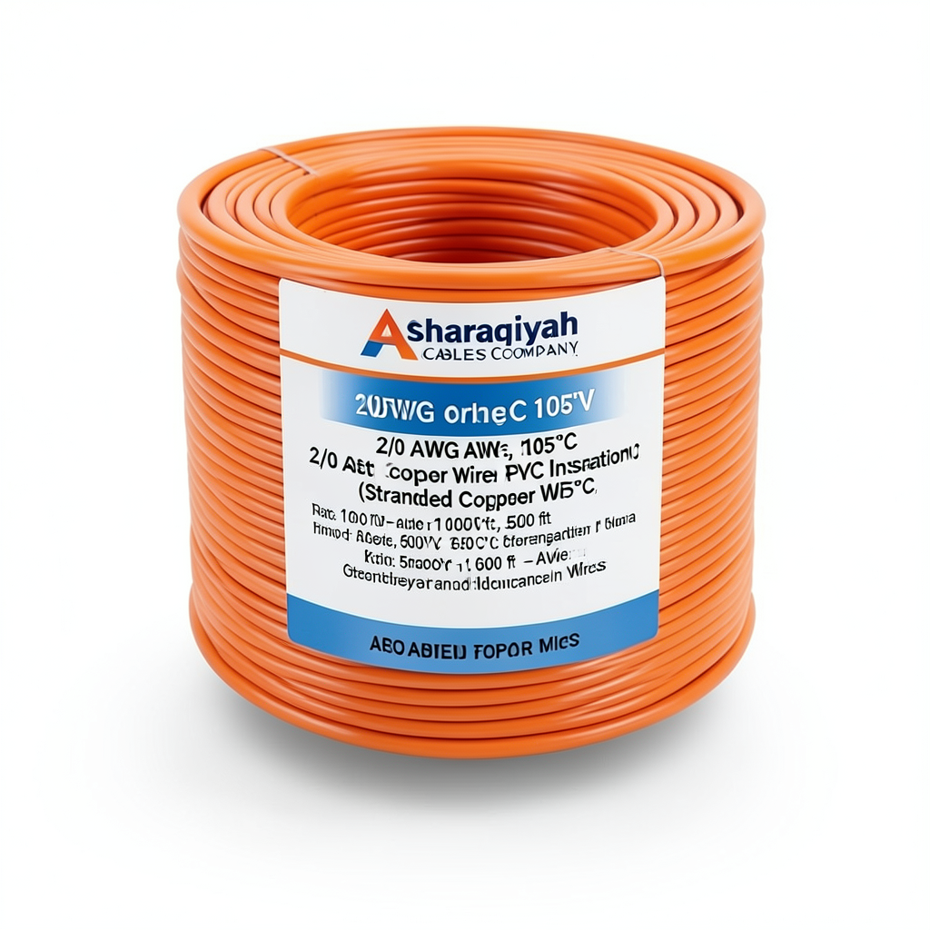 2/0 AWG Stranded Copper Wire PVC Insulation 105°C, Orange, 600V, 500 ft | Asharqiyah Cables Company for Industry