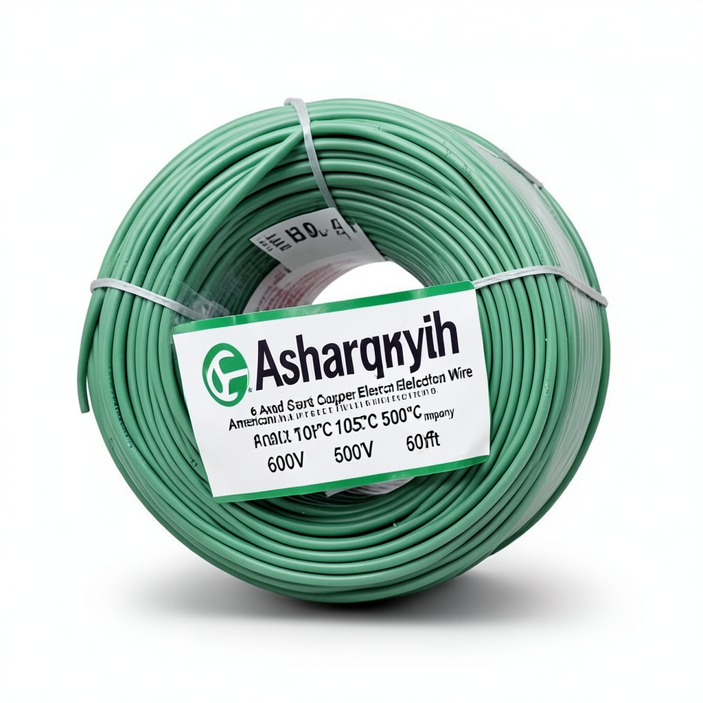 6 AWG Stranded Copper American Electric Wire PVC Insulated 105°C Green 600V 500ft | Asharqiyah Cables Company for Industry