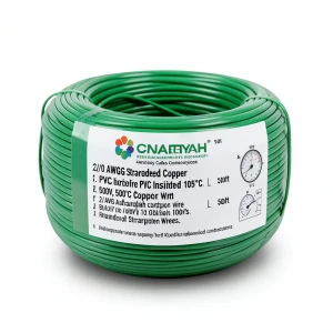 سلك كهرباء امريكي 2/0 AWG نحاس مجدول معزول PVC 105°C أخضر 600 فولت 500 قدم | شركة كابلات الشرقية للصناعة