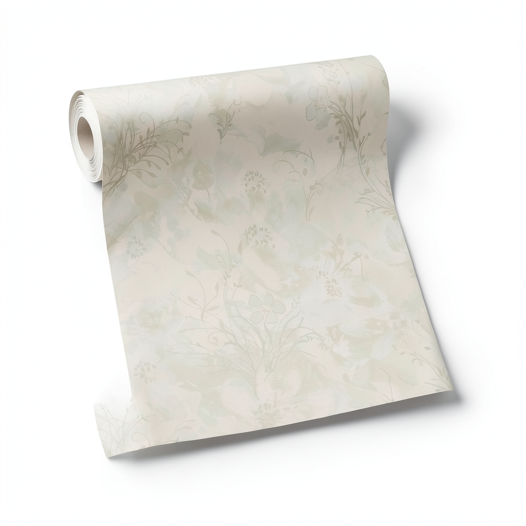 Italian Floral Wallpaper 10m x 0.73m Pale Beige, Model 56946