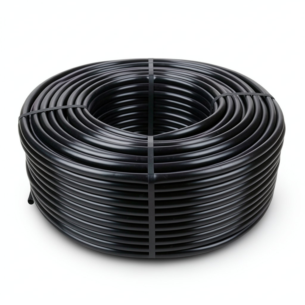 لفة أنابيب HDPE ضغط 16 بار PE 80 قطر خارجي 90 مم سماكة 12.3 مم لون أسود