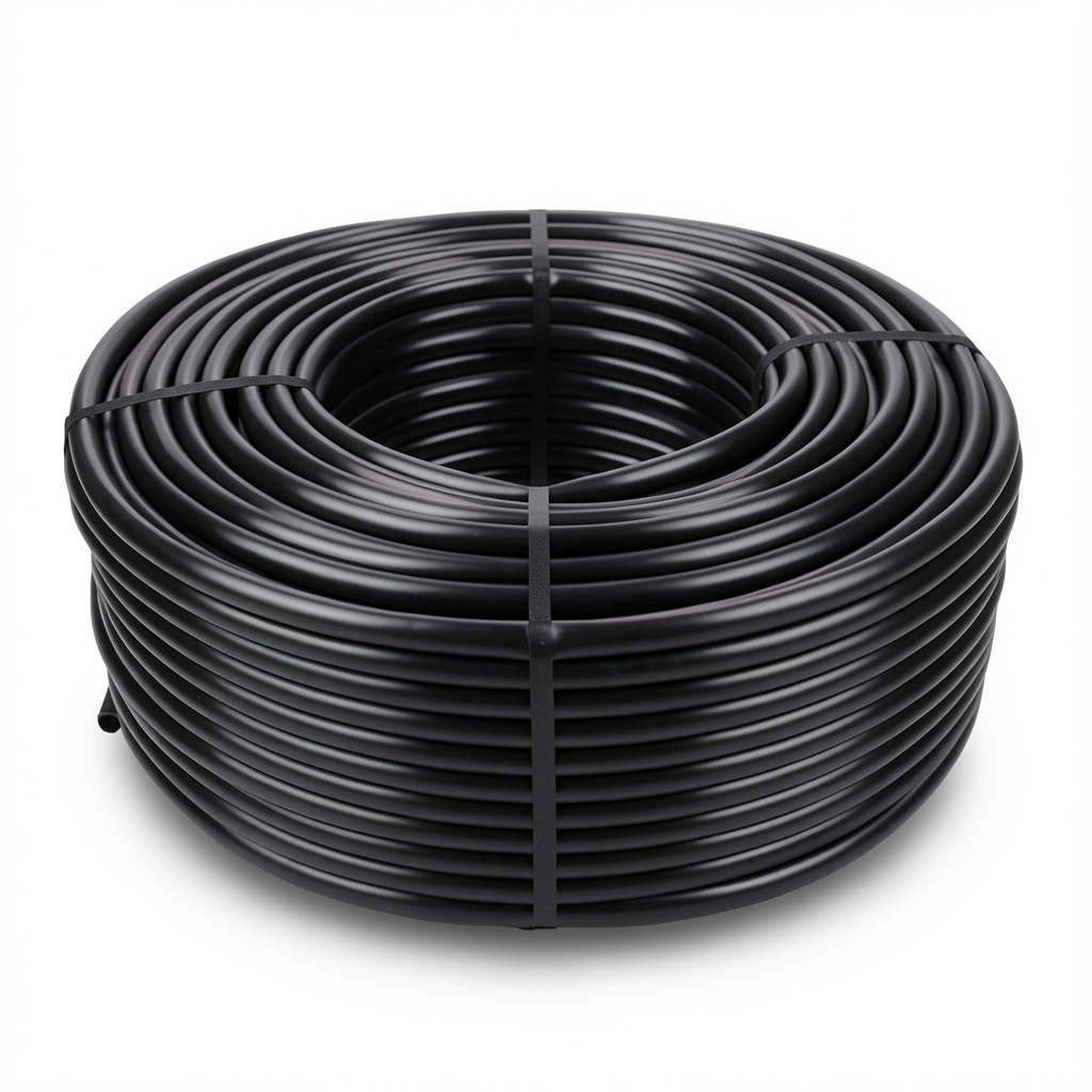 لفة أنابيب HDPE ضغط 16 بار PE 80 حجم 90 ملم SDR 9 سمك 10.1 ملم لون أسود