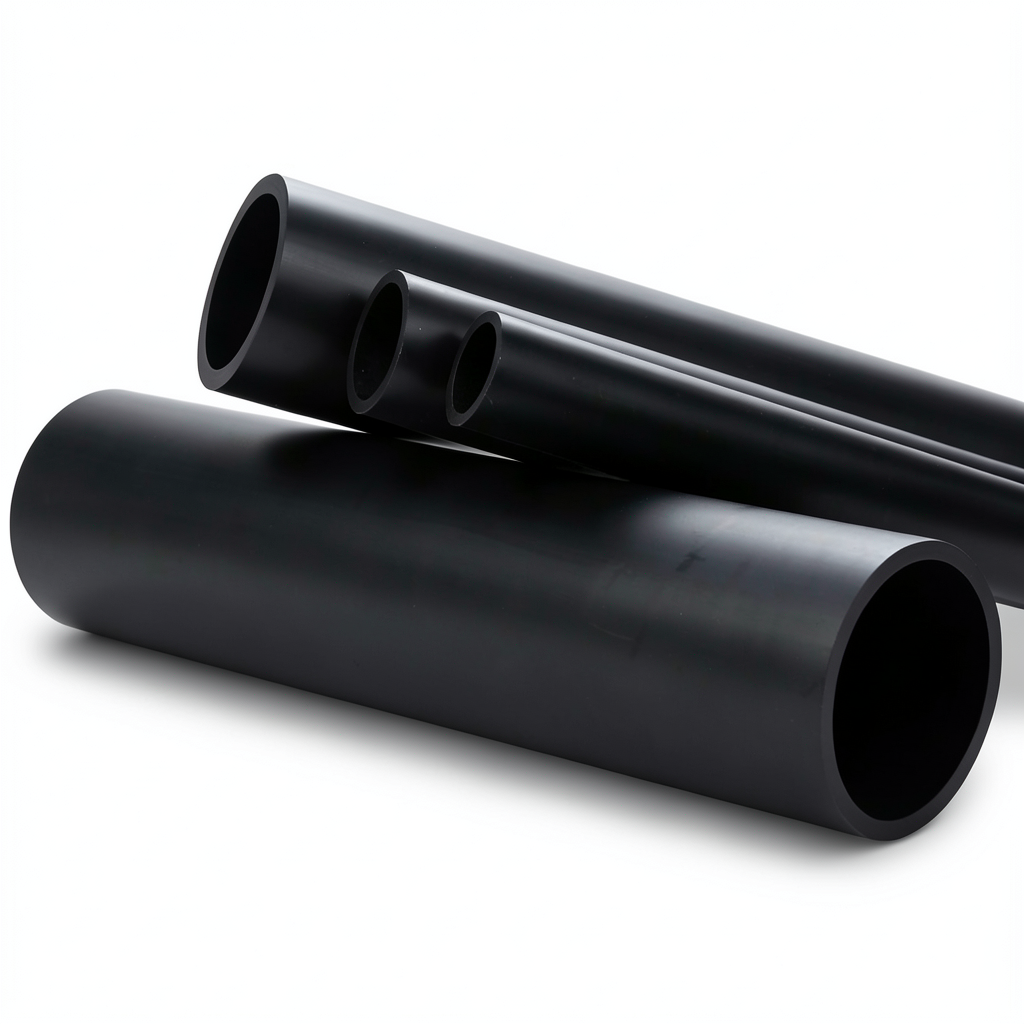 High Density Polyethylene Pipe Pressure 6 Bar PE 80 Size 200 mm Thickness 9.1 mm Black