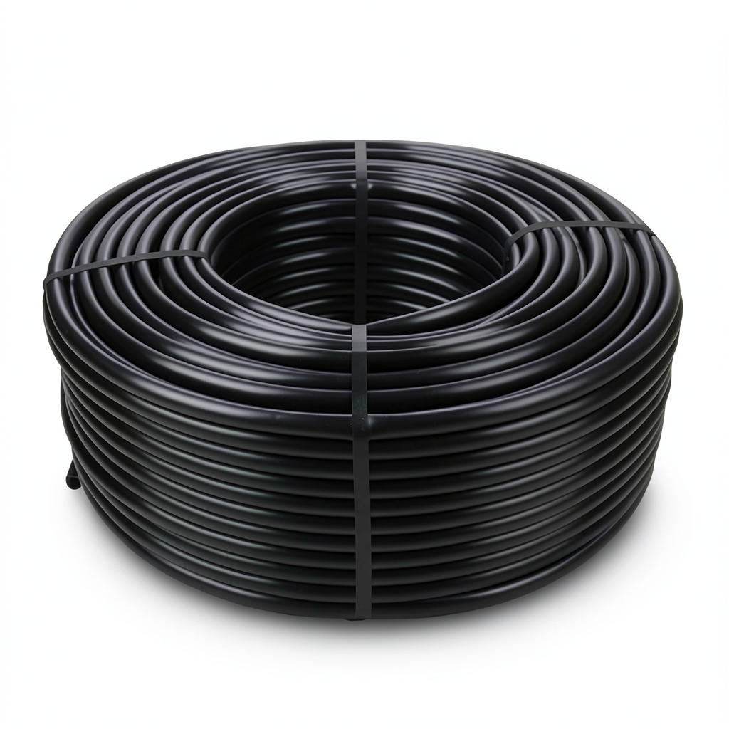 لفة أنابيب HDPE ضغط 16 بار PE 80 قطر خارجي 90 مم سماكة 12.3 مم لون أسود