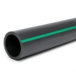 مواسير بلاستيك HDPE ضغط 15.9 بار PE 63 قطر خارجي 450 مم SDR 7.4 أسود مع خط أخضر