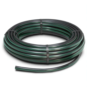 HDPE Plastic Coil Pipe PN 4 Bar PE 63 OD 50 mm SDR 26 Black with Green Stripes