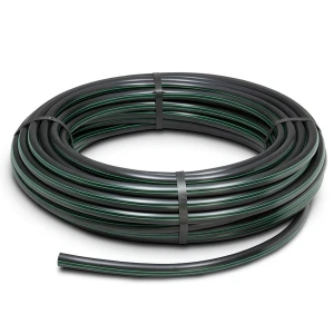 HDPE Plastic Coil Pipe PN 4 Bar PE 63 90 mm SDR 26 Black with Green Stripes